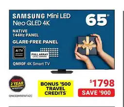 Visions Electronics Samsung 65 QN90F 4K Smart TV offer