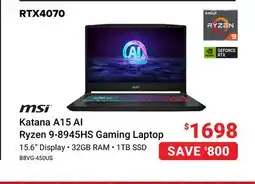 Visions Electronics MSI Katana A15 AI Ryzen 9-8945HS Gaming Laptop offer
