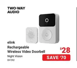 Visions Electronics elink Rechargeable Wireless Video Doorbell offer