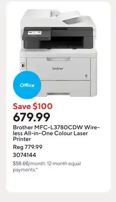 Staples Brother MFC-L3780CDW Wireless All-in-One Colour Laser Printer offer