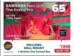 Visions Electronics 65 The Frame Pro LS03FW 4K Smart TV offer