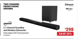 Visions Electronics 2.1-Channel Soundbar and Wireless Subwoofer offer
