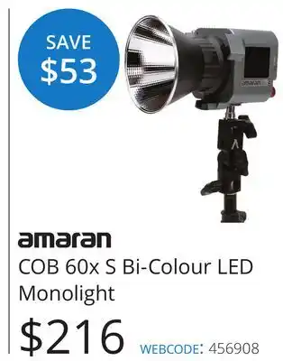 Vistek COB 60x S Bi-Colour LED Monolight offer