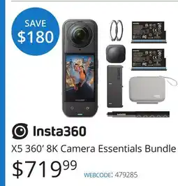 Vistek Insta360 X5 360' 8K Camera Essentials Bundle offer