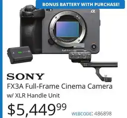 Vistek FX3A Full-Frame Cinema Camera w/ XLR Handle Unit offer