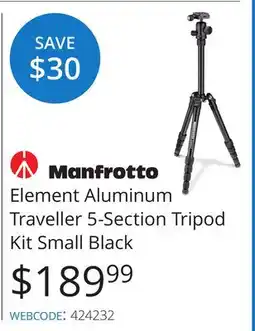 Vistek Element Aluminum Traveller 5-Section Tripod Kit Small offer