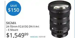 Vistek 24-70mm f/2.8 DG DN II Art – E Mount offer