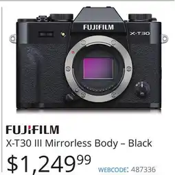 Vistek Fujifilm X-T30 III Mirrorless Body-Black offer