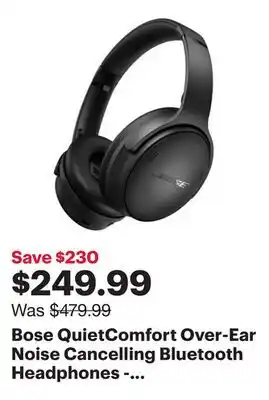 Best Buy Bose QuietComfort Over-Ear Noise Cancelling Bluetooth Headphones - Triple Black offer