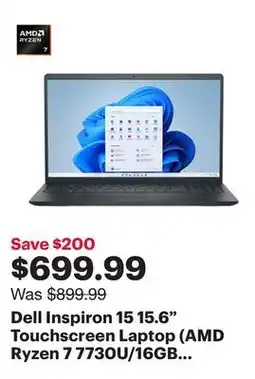 Best Buy Dell Inspiron 15 15.6 Touchscreen Laptop (AMD Ryzen 7 7730U/16GB RAM/512GB SSD/Windows 11) offer