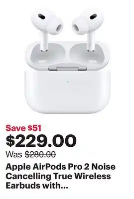 Best Buy Apple AirPods Pro 2 Noise Cancelling True Wireless Earbuds with USB-C MagSafe Charging Case offer