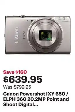 Best Buy Canon Powershot IXY 650 / ELPH 360 20.2MP Point and Shoot Digital Camera (Silver) offer