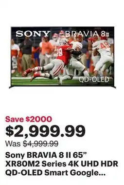 Best Buy Sony BRAVIA 8 II 65 XR80M2 Series 4K UHD HDR QD-OLED Smart Google TV (K65XR80M2) - 2025 offer