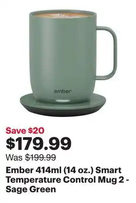 Best Buy Ember 414ml (14 oz.) Smart Temperature Control Mug 2 - Sage Green offer