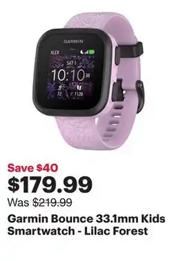 Best Buy Garmin Bounce 33.1mm Kids Smartwatch - Lilac Forest offer