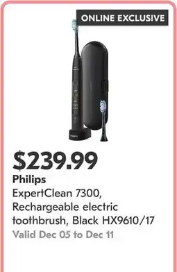 Pharmaprix ExpertClean 7300, Rechargeable electric toothbrush, Black HX9610/17 offer