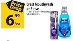 Co-op Crest Mouthwash or Rinse or Oral-B Toothbrushes offer
