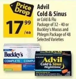 Co-op Advil Cold & Sinus or Cold & Flu or Buckley's Mucus and Phlegm offer