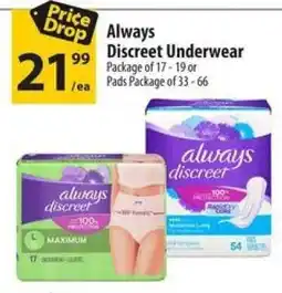 Co-op Always Discreet Underwear or Pads offer
