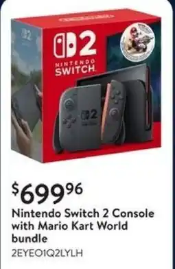 Walmart Nintendo switch 2 console with mario kart world bundle offer