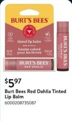 Walmart Burt Bees Red Dahlia Tinted Lip Balm offer