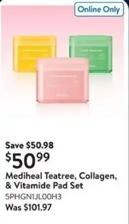 Walmart Mediheal Teatree, Collagen, & Vitamide Pad Set offer
