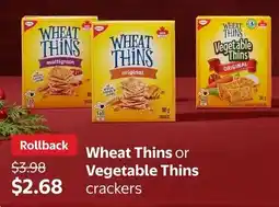 Walmart Wheat Thins or Vegetable Thins crackers offer