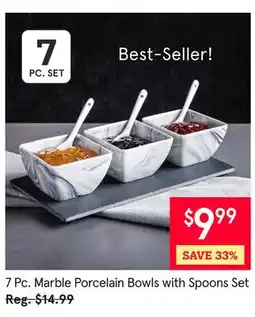 Kitchen Stuff Plus 7 Pc. Marble Porcelain Bowls with Spoons Set offer