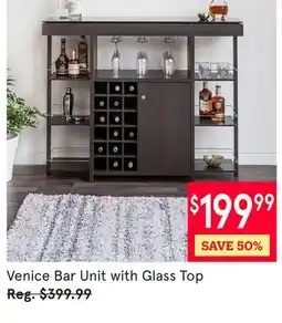 Kitchen Stuff Plus Venice Bar Unit with Glass Top offer