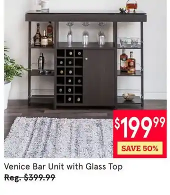 Kitchen Stuff Plus Venice Bar Unit with Glass Top offer