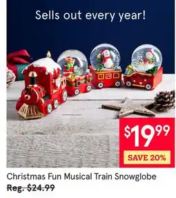 Kitchen Stuff Plus Christmas Fun Musical Train Snowglobe offer