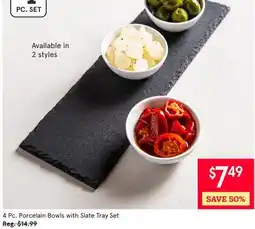Kitchen Stuff Plus 4 Pc. Porcelain Bowls with Slate Tray Set offer