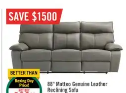 The Brick Matteo 88 Genuine Leather Reclining Sofa - Aviarah Grey offer