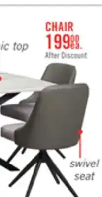 The Brick Bari Dining Chair with Vegan-Leather & Linen-Look Fabric, Swivel-Seat, Metal - Grey offer