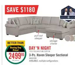 The Brick Scott Living Haven 3-Piece Right-Facing Chenille Fabric Sleeper Sectional with Storage Chaise - Grey offer
