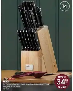 Stokes RODI 14-Pc Knife Set With Block, Stainless Steel, Solid Wood offer