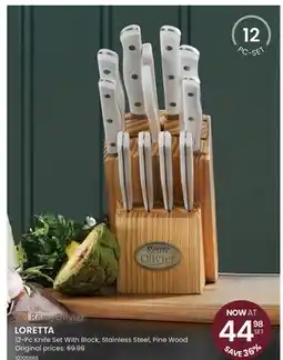 Stokes LORETTA 12-Pc Knife Set With Block, Stainless Steel, Pine Wood offer