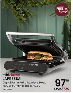 Stokes LAPRESSA Digital Panini Grill, Stainless Steel, 1500 W offer