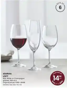 Stokes LOFT Red, White, or Champagne glasses offer