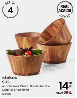 Stokes SILO Acacia Wood Salad Bowls offer