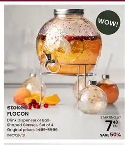 Stokes FLOCON Drink Dispenser or Ball- Shaped Glasses offer