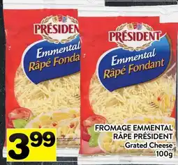 Supermarché PA FROMAGE EMMENTAL RÂPE PRÉSIDENT | Grated Cheese offer