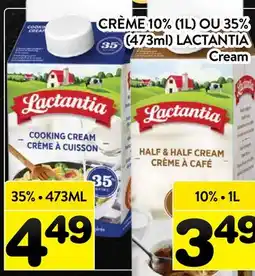 Supermarché PA CRÈME 10% (1L) OU 35% (473ml) LACTANTIA | Cream offer