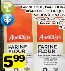Supermarché PA FARINE TOUT USAGE NON- BLANCHIE BIOLOGIQUE MOULIN ABENAKIS | Organic All-Purpose Unbleached Flour offer