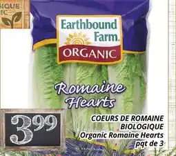Supermarché PA COEURS DE ROMAINE BIOLOGIQUE | Organic Romaine Hearts offer