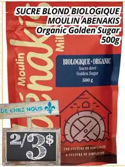 Supermarché PA SUCRE BLOND BIOLOGIQUE MOULIN ABENAKIS | Organic Golden Sugar offer
