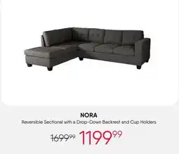 Meubles RD NORA Reversible Sectional with a Drop-Down Backrest and Cup Holders offer