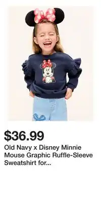 Old Navy Old Navy x Disney Minnie Mouse Graphic Ruffle-Sleeve Sweatshirt for Toddler Girls offer