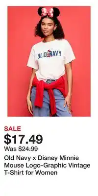 Old Navy Old Navy x Disney Minnie Mouse Logo-Graphic Vintage T-Shirt for Women offer