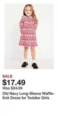Old Navy Old Navy Long-Sleeve Waffle-Knit Dress for Toddler Girls offer